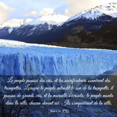 Picture 03 - Josué 6:20 LSG - Le peuple poussa des cris, et les sacrificateurs - Bible Verse Picture