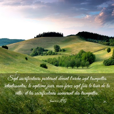 Picture 03 - Josué 6:4 LSG - Sept sacrificateurs porteront devant l'arche sept - Bible Verse Picture