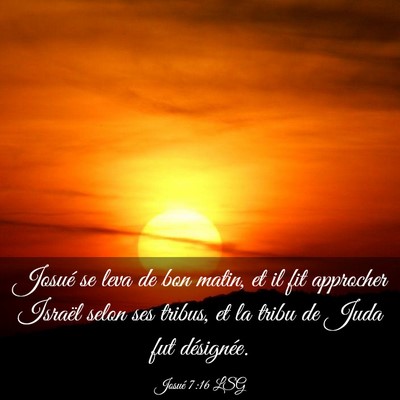 Picture 03 - Josué 7:16 LSG - Josué se leva de bon matin, et il fit approcher - Bible Verse Picture