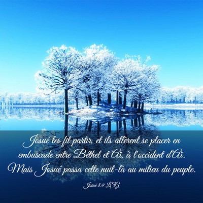Picture 03 - Josué 8:9 LSG - Josué les fit partir, et ils allèrent se placer - Bible Verse Picture