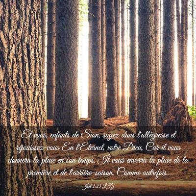 Picture 03 - Joël 2:23 LSG - Et vous, enfants de Sion, soyez dans - Bible Verse Picture
