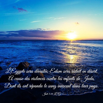 Picture 03 - Joël 3:19 LSG - L'Egypte sera dévastée, Edom sera réduit en - Bible Verse Picture