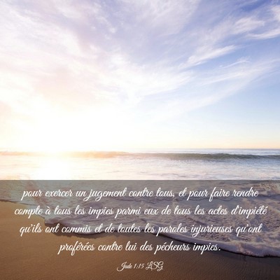 Picture 03 - Jude 1:15 LSG - pour exercer un jugement contre tous, et pour - Bible Verse Picture