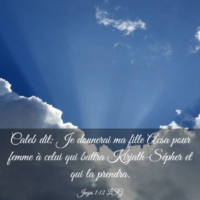 Picture 03 - Juges 1:12 LSG - Caleb dit: Je donnerai ma fille Acsa pour femme - Bible Verse Picture