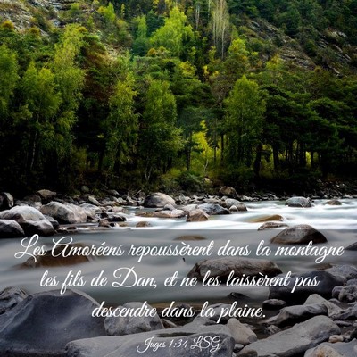 Picture 03 - Juges 1:34 LSG - Les Amoréens repoussèrent dans la montagne les - Bible Verse Picture