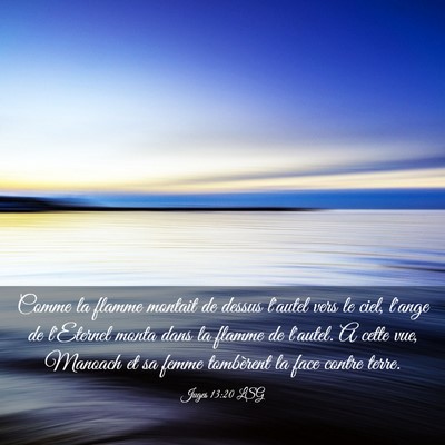 Picture 03 - Juges 13:20 LSG - Comme la flamme montait de dessus l'autel vers le - Bible Verse Picture