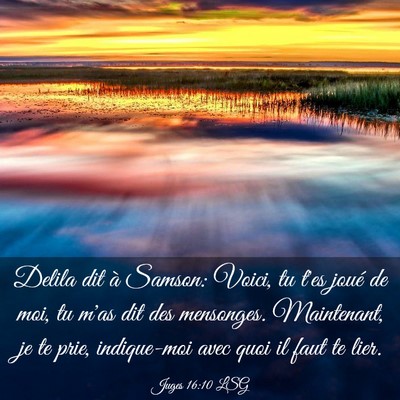 Picture 03 - Juges 16:10 LSG - Delila dit à Samson: Voici, tu t'es joué de - Bible Verse Picture