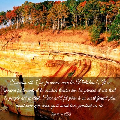Picture 03 - Juges 16:30 LSG - Samson dit: Que je meure avec les Philistins! Il - Bible Verse Picture