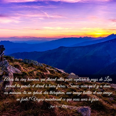 Picture 03 - Juges 18:14 LSG - Alors les cinq hommes qui étaient allés pour - Bible Verse Picture