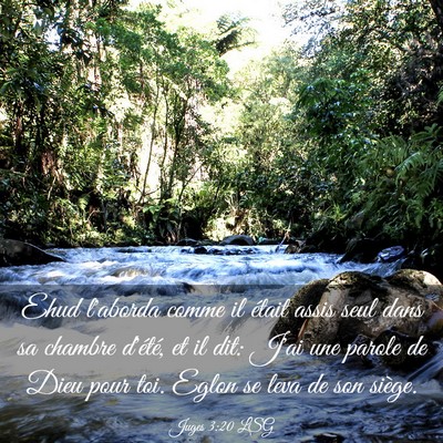 Picture 03 - Juges 3:20 LSG - Ehud l'aborda comme il était assis seul dans sa - Bible Verse Picture