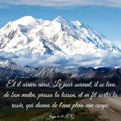 Picture 03 - Juges 6:38 LSG - Et il arriva ainsi. Le jour suivant, il se leva - Bible Verse Picture