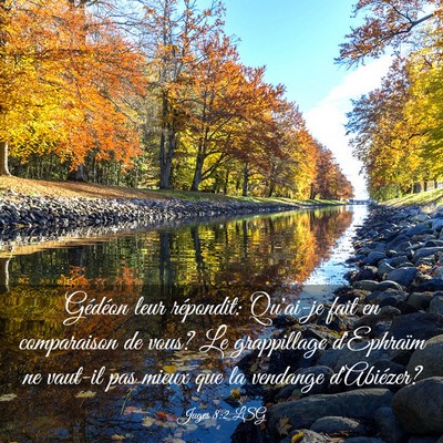 Picture 03 - Juges 8:2 LSG - Gédéon leur répondit: Qu'ai-je fait en - Bible Verse Picture