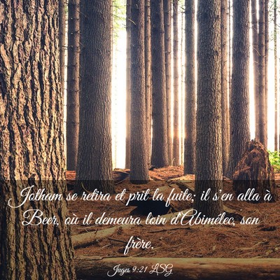 Picture 03 - Juges 9:21 LSG - Jotham se retira et prit la fuite; il s'en alla - Bible Verse Picture