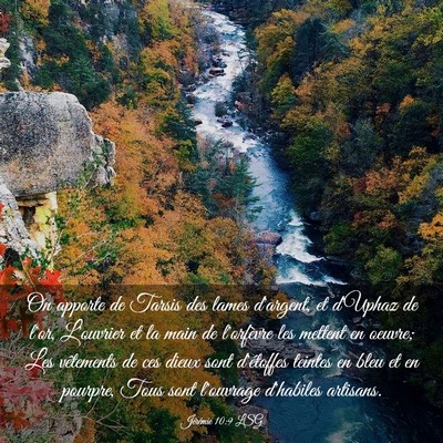 Picture 03 - Jérémie 10:9 LSG - On apporte de Tarsis des lames d'argent, et - Bible Verse Picture