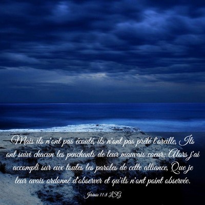 Picture 03 - Jérémie 11:8 LSG - Mais ils n'ont pas écouté, ils n'ont pas - Bible Verse Picture