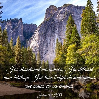 Picture 03 - Jérémie 12:7 LSG - J'ai abandonné ma maison, J'ai délaissé mon - Bible Verse Picture