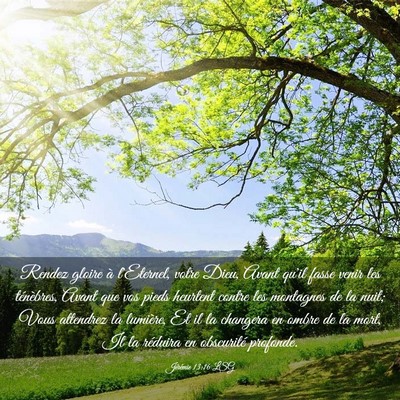 Picture 03 - Jérémie 13:16 LSG - Rendez gloire à l'Eternel, votre Dieu, Avant - Bible Verse Picture