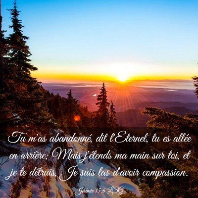Picture 03 - Jérémie 15:6 LSG - Tu m'as abandonné, dit l'Eternel, tu es allée - Bible Verse Picture