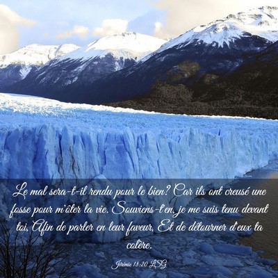 Picture 03 - Jérémie 18:20 LSG - Le mal sera-t-il rendu pour le bien? Car ils ont - Bible Verse Picture