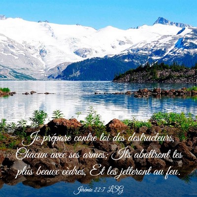 Picture 03 - Jérémie 22:7 LSG - Je prépare contre toi des destructeurs, Chacun - Bible Verse Picture