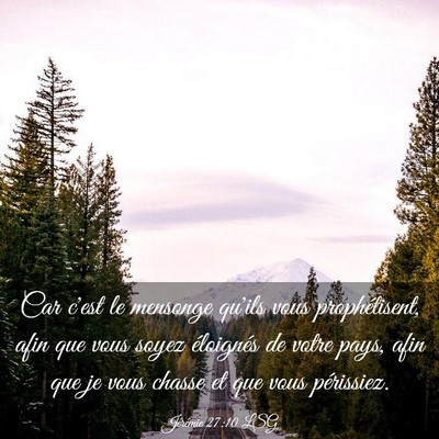 Picture 03 - Jérémie 27:10 LSG - Car c'est le mensonge qu'ils vous prophétisent, - Bible Verse Picture