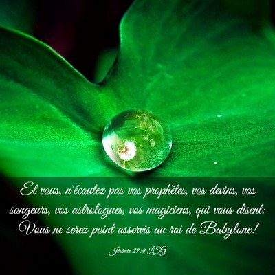 Picture 03 - Jérémie 27:9 LSG - Et vous, n'écoutez pas vos prophètes, vos - Bible Verse Picture