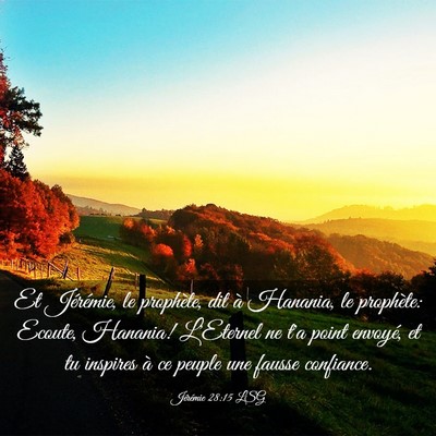 Picture 03 - Jérémie 28:15 LSG - Et Jérémie, le prophète, dit à Hanania, le - Bible Verse Picture