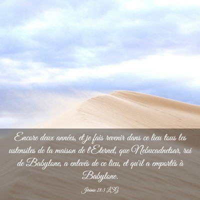 Picture 03 - Jérémie 28:3 LSG - Encore deux années, et je fais revenir dans ce - Bible Verse Picture