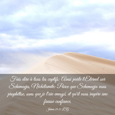 Picture 03 - Jérémie 29:31 LSG - Fais dire à tous les captifs: Ainsi parle - Bible Verse Picture