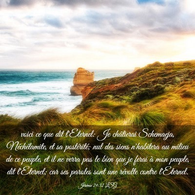 Picture 03 - Jérémie 29:32 LSG - voici ce que dit l'Eternel: Je châtierai - Bible Verse Picture