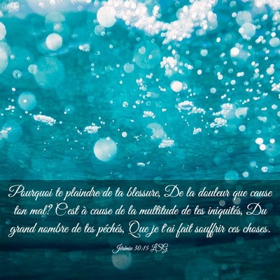 Picture 03 - Jérémie 30:15 LSG - Pourquoi te plaindre de ta blessure, De la - Bible Verse Picture