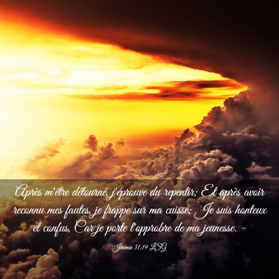 Picture 03 - Jérémie 31:19 LSG - Après m'être détourné, j'éprouve du - Bible Verse Picture