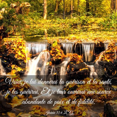 Picture 03 - Jérémie 33:6 LSG - Voici, je lui donnerai la guérison et la santé, - Bible Verse Picture