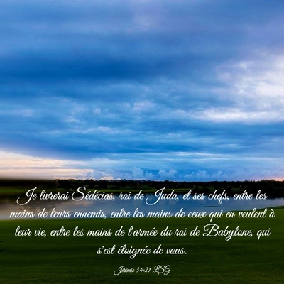 Picture 03 - Jérémie 34:21 LSG - Je livrerai Sédécias, roi de Juda, et ses - Bible Verse Picture