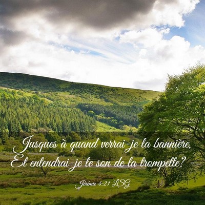 Picture 03 - Jérémie 4:21 LSG - Jusques à quand verrai-je la bannière, Et - Bible Verse Picture