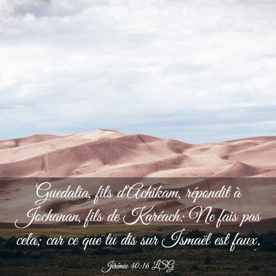 Picture 03 - Jérémie 40:16 LSG - Guedalia, fils d'Achikam, répondit à Jochanan, - Bible Verse Picture