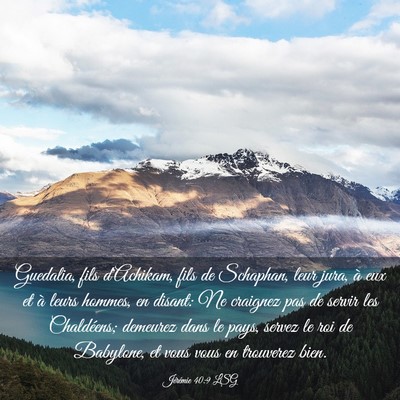 Picture 03 - Jérémie 40:9 LSG - Guedalia, fils d'Achikam, fils de Schaphan, leur - Bible Verse Picture