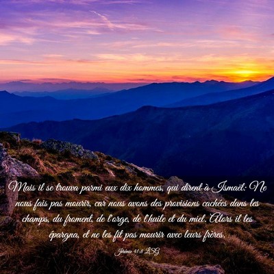 Picture 03 - Jérémie 41:8 LSG - Mais il se trouva parmi eux dix hommes, qui - Bible Verse Picture