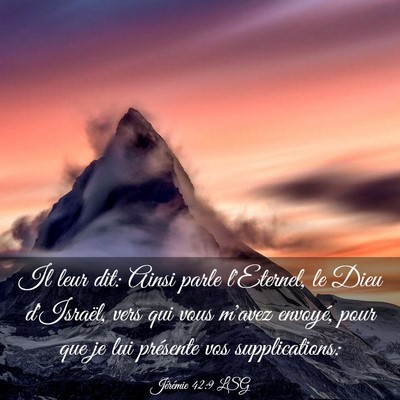 Picture 03 - Jérémie 42:9 LSG - Il leur dit: Ainsi parle l'Eternel, le Dieu - Bible Verse Picture