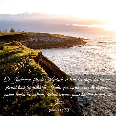 Picture 03 - Jérémie 43:5 LSG - Et Jochanan, fils de Karéach, et tous les chefs - Bible Verse Picture