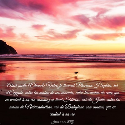 Picture 03 - Jérémie 44:30 LSG - Ainsi parle l'Eternel: Voici, je livrerai Pharaon - Bible Verse Picture