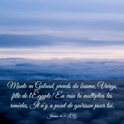 Picture 03 - Jérémie 46:11 LSG - Monte en Galaad, prends du baume, Vierge, fille - Bible Verse Picture