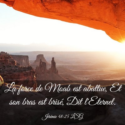 Picture 03 - Jérémie 48:25 LSG - La force de Moab est abattue, Et son bras est - Bible Verse Picture
