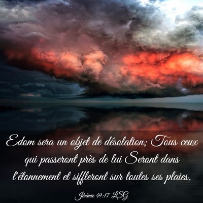 Picture 03 - Jérémie 49:17 LSG - Edom sera un objet de désolation; Tous ceux qui - Bible Verse Picture