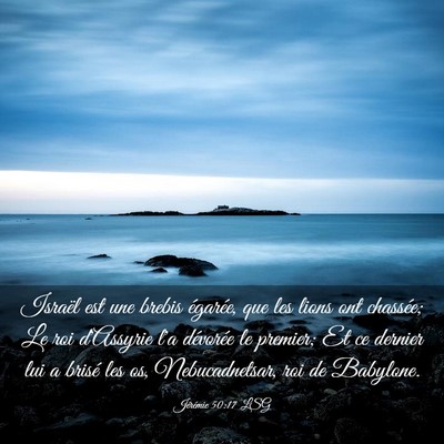 Picture 03 - Jérémie 50:17 LSG - Israël est une brebis égarée, que les lions - Bible Verse Picture