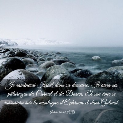 Picture 03 - Jérémie 50:19 LSG - Je ramènerai Israël dans sa demeure; Il aura - Bible Verse Picture