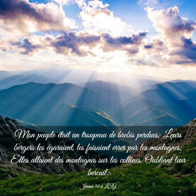 Picture 03 - Jérémie 50:6 LSG - Mon peuple était un troupeau de brebis perdues; - Bible Verse Picture