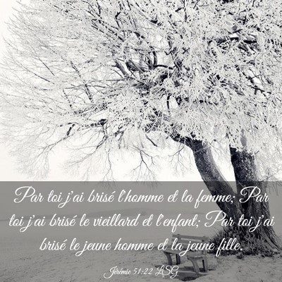 Picture 03 - Jérémie 51:22 LSG - Par toi j'ai brisé l'homme et la femme; Par toi - Bible Verse Picture