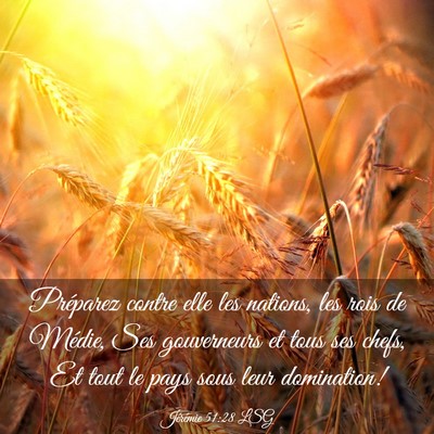 Picture 03 - Jérémie 51:28 LSG - Préparez contre elle les nations, les rois de - Bible Verse Picture