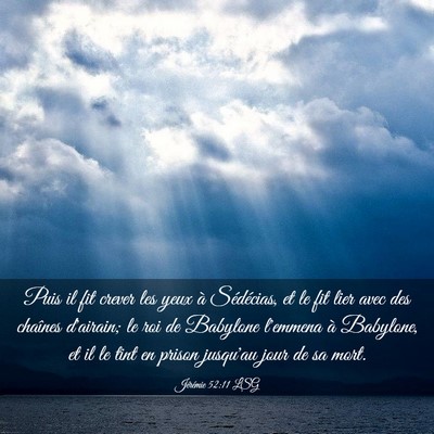 Picture 03 - Jérémie 52:11 LSG - Puis il fit crever les yeux à Sédécias, et le - Bible Verse Picture